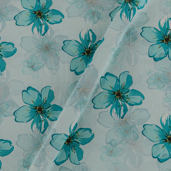 Buy Aqua Colour Floral Print Georgette Fabric Online 2238AC