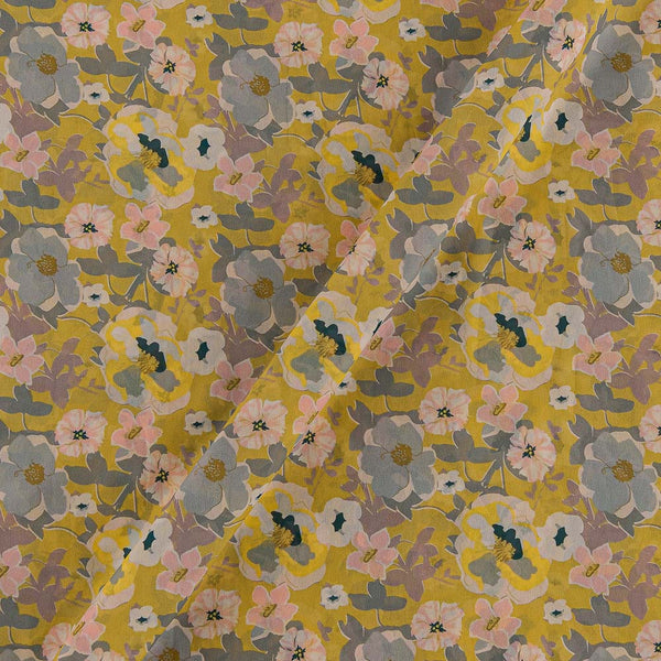 Buy Lemon Yellow Colour Floral Jaal Print Georgette Fabric Online 2238AM