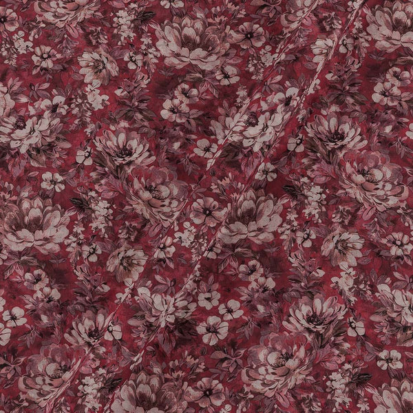 Buy Brick Red Colour Floral Jaal Print Georgette Fabric Online 2238AS