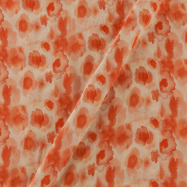 Peach Orange Colour Floral Print Self Checks Georgette Fabric Online 2238K