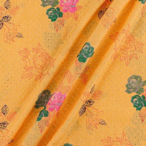 All Over Schiffli Cut Work Fanta Orange Colour Floral Print 43 Inches Width Cotton Fabric