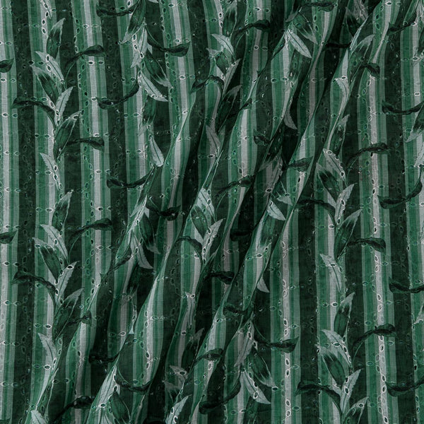 Cotton Linen Feel All Over Schiffli Cut Work Foliage Green Colour Leaves Print Fancy Fabric Online 2241CY