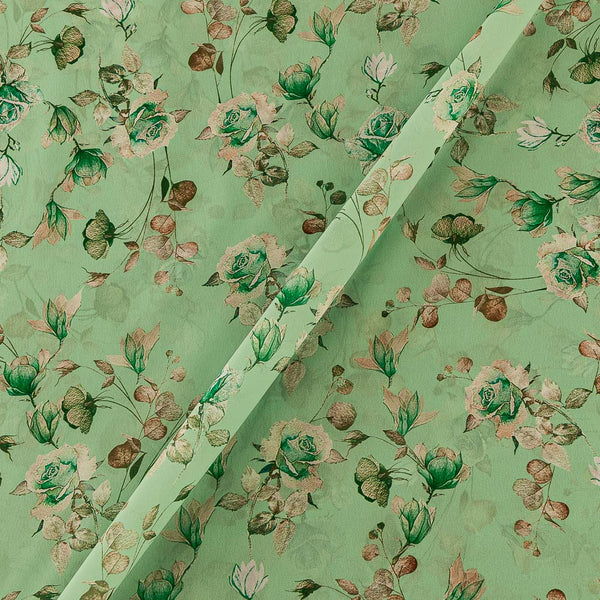 Poly Georgette Pista Green Colour Floral Jaal Print Fabric 2253AO