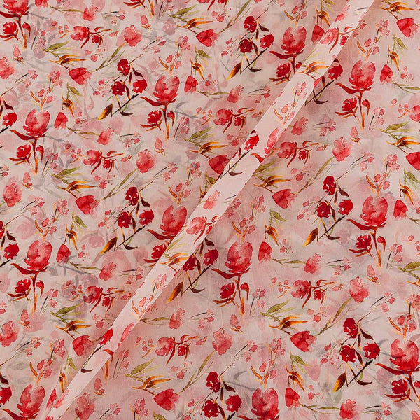 Georgette Petal Pink Colour Leaves Print Poly Fabric cut of 0.80 Meter