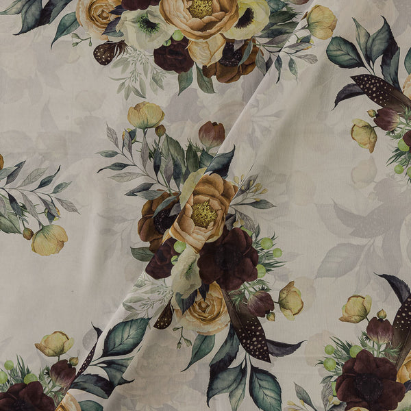 Georgette Off White Colour Floral Print Fabric Online 2270AF