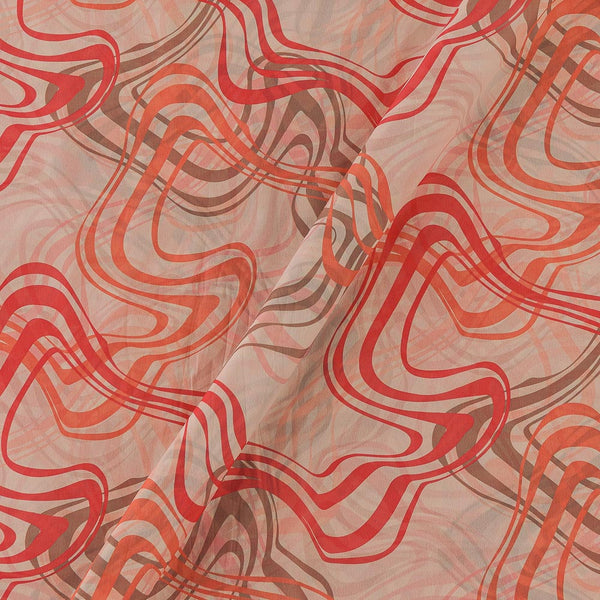 Georgette Pale Peach Colour Abstract Print Fabric Online 2270AG