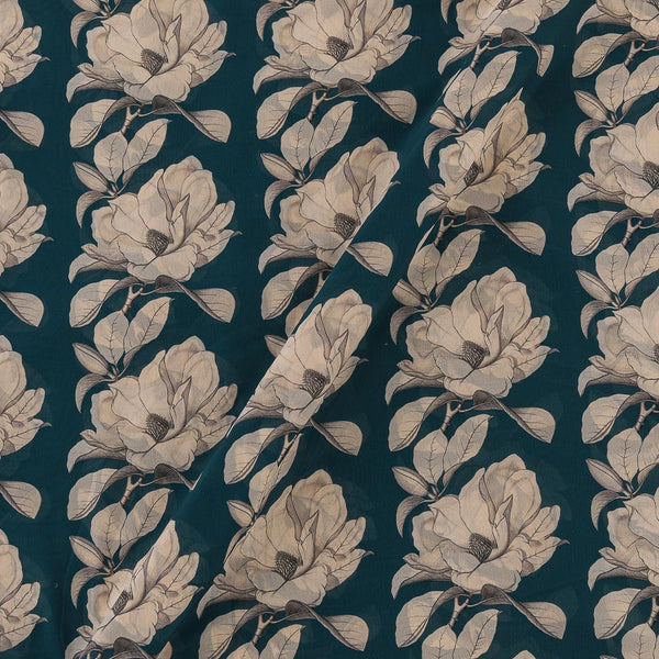 Georgette Teal Colour Floral Print Fabric Online 2270AQ