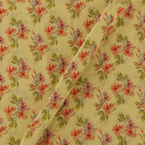 Georgette Lime Yellow Colour Floral Print Fabric Online 2270BS