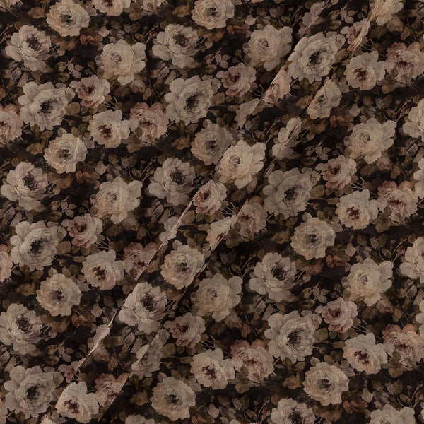 Georgette Carbon Colour Floral Print Fabric Online 2270CG