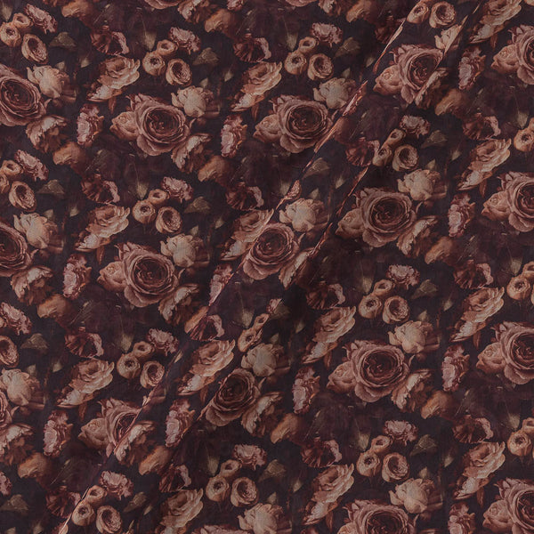 Georgette Coffee Brown Colour Floral Print Fabric Online 2270CH1