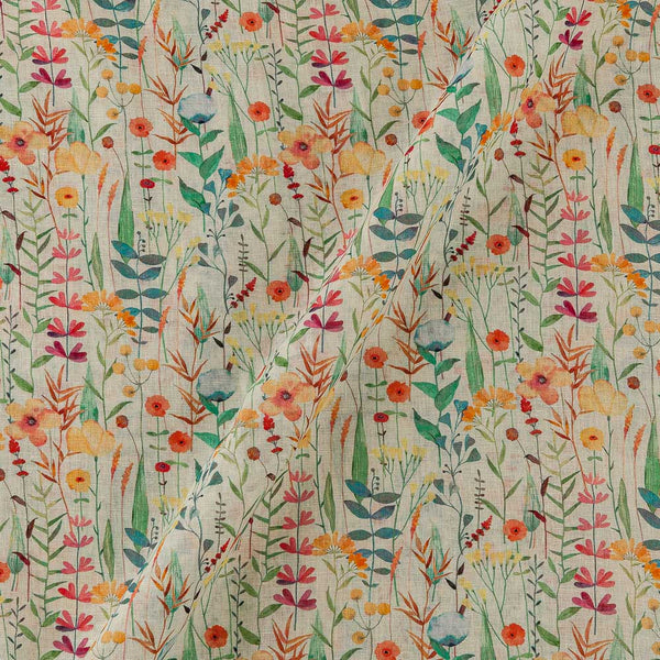 Premium Pure Linen Pale Pistachio Colour Floral Jaal Print Fabric Online 2289AN2