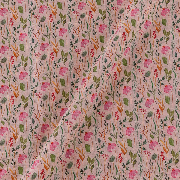 Premium Pure Linen Petal Pink Colour Floral Jaal Print Fabric