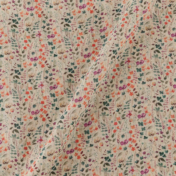 Premium Pure Linen Pale Yellow Colour Floral Jaal Print 45 Inches Width Fabric