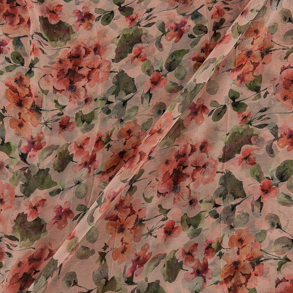 Buy Silver Chiffon Beige Colour Digital Floral Print Poly Fabric 2290AR Online