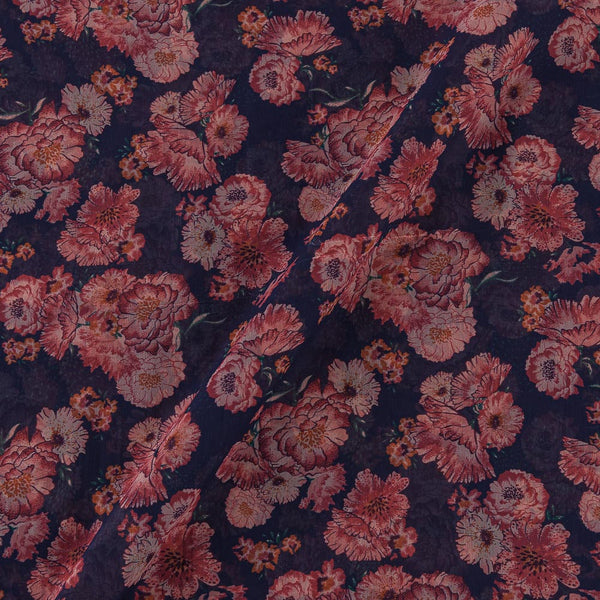 Silver Chiffon Midnight Blue Colour Digital Floral Print Poly Fabric Online 2290BS2