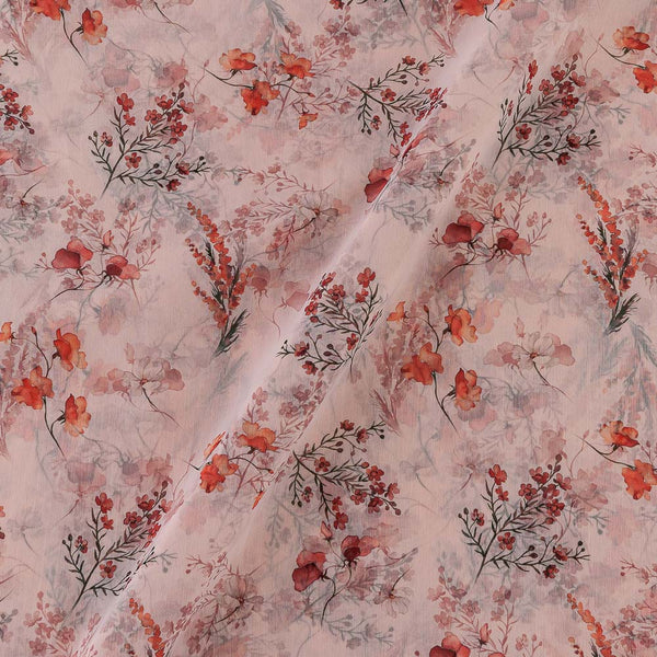Silver Chiffon Peach Pink Colour Digital Floral Print Poly Fabric Online 2290DF2
