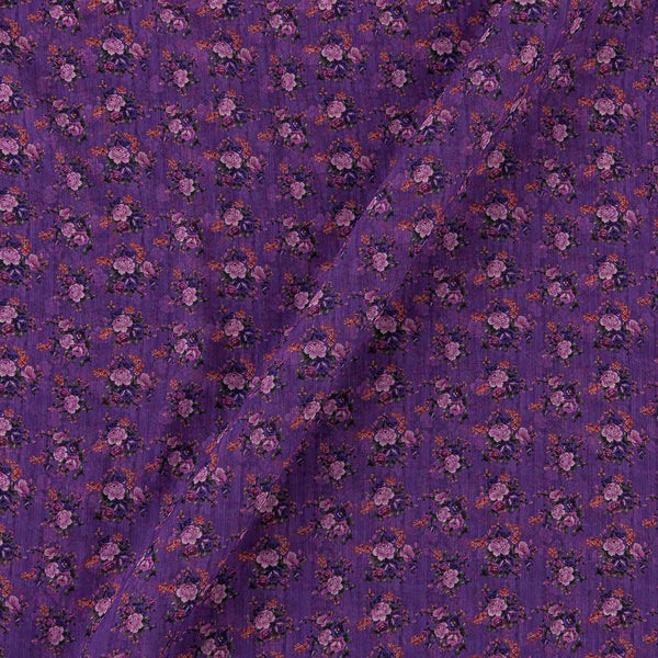 Silver Chiffon Dark Purple Colour Digital Floral Print Poly Fabric Online 2290EO