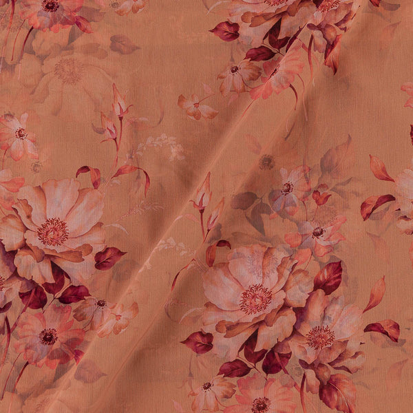 Silver Chiffon Peach Colour Digital Floral Print Poly Fabric Online 2290FD