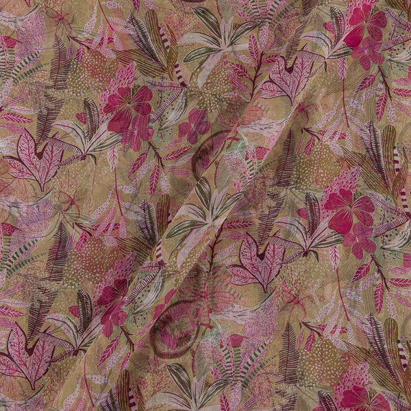 Silver Chiffon Beige Colour Digital Jaal Print 42 Inches Width Poly Fabric