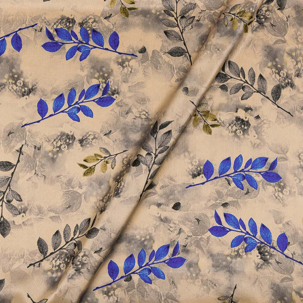 Poly Satin Cream Beige Colour Leaves Print 43 Inches Width Fabric freeshipping - SourceItRight