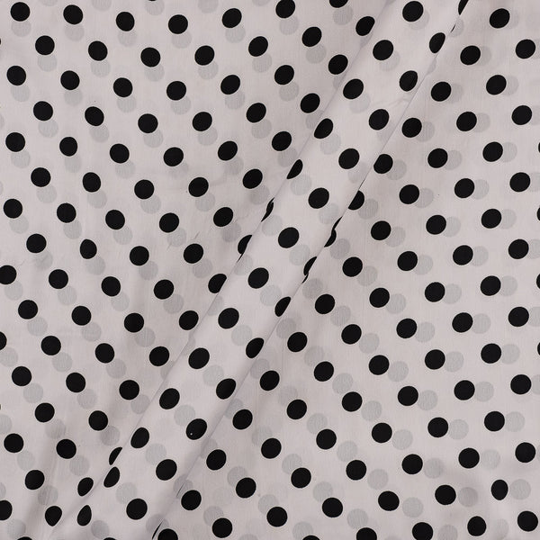 Satin Feel White Colour Polka Print Fancy Fabric Cut of 0.90 Meter