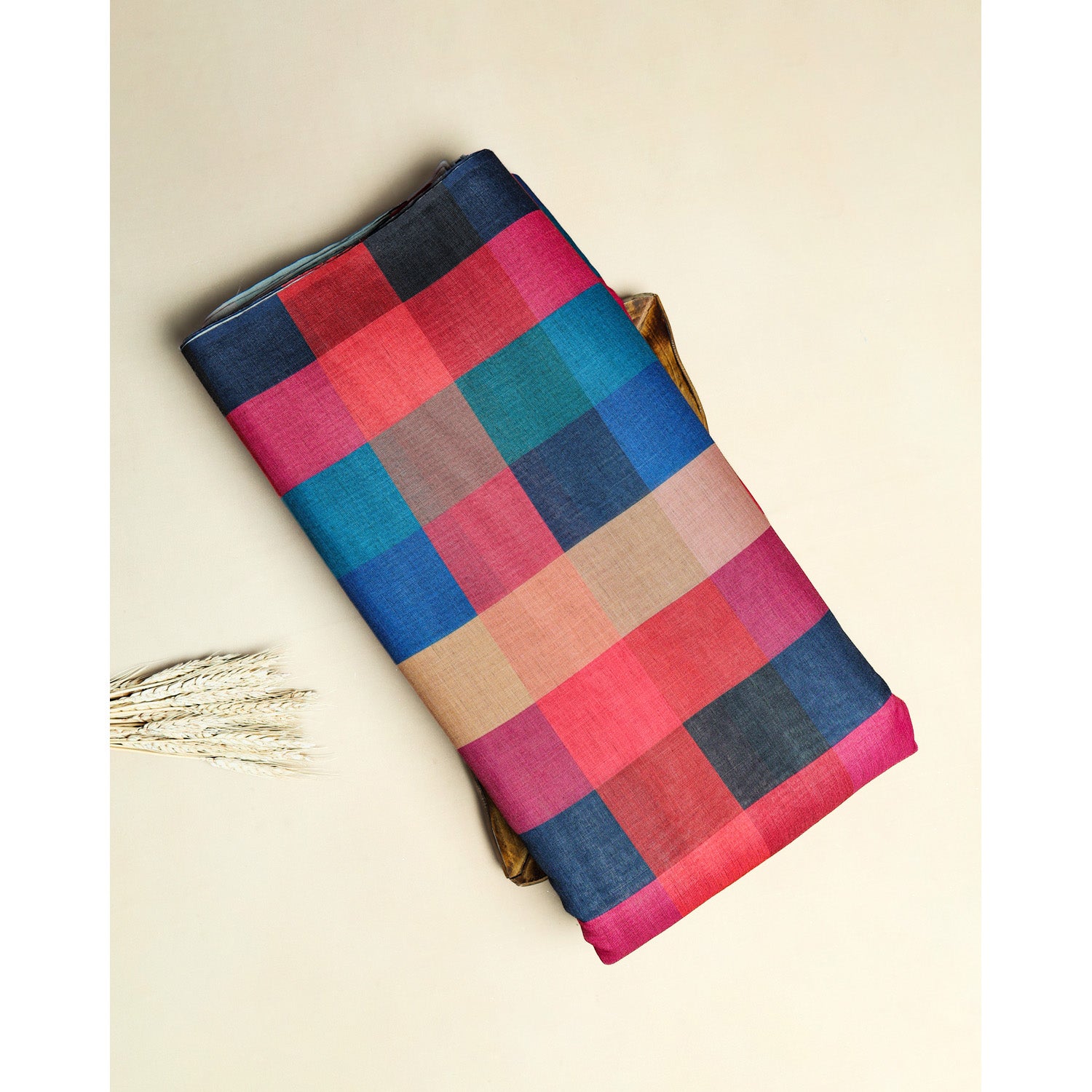 RAJWADI LINEN DIGITAL PRINTED CHECKS FABRIC