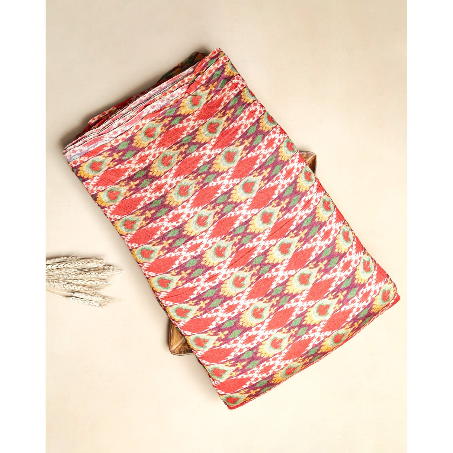MOGRA CHANDERI PRINTED IKAT FABRIC
