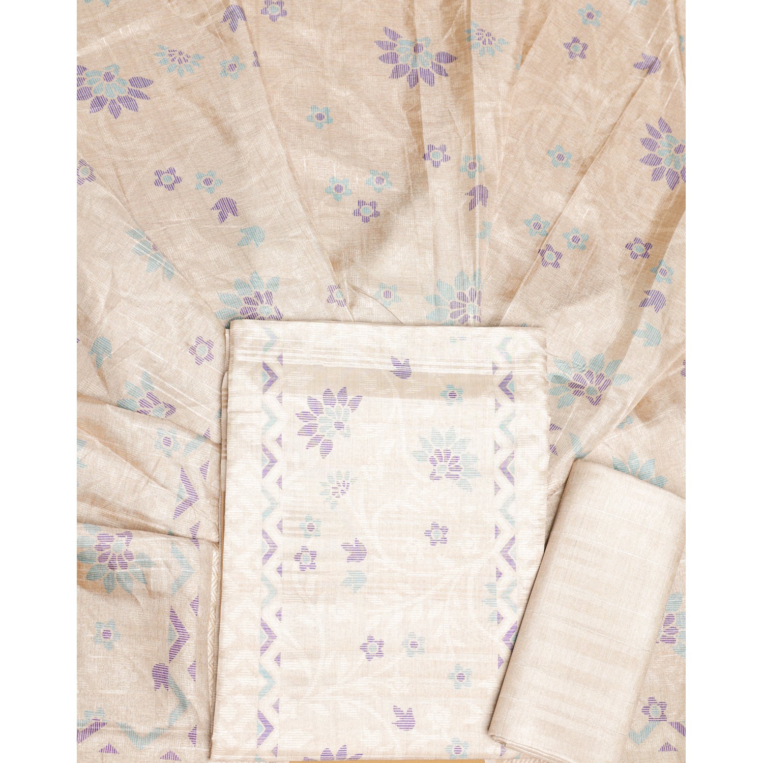 KANAKREKHA - SEMI TUSSAR PRINTED SUIT SET
