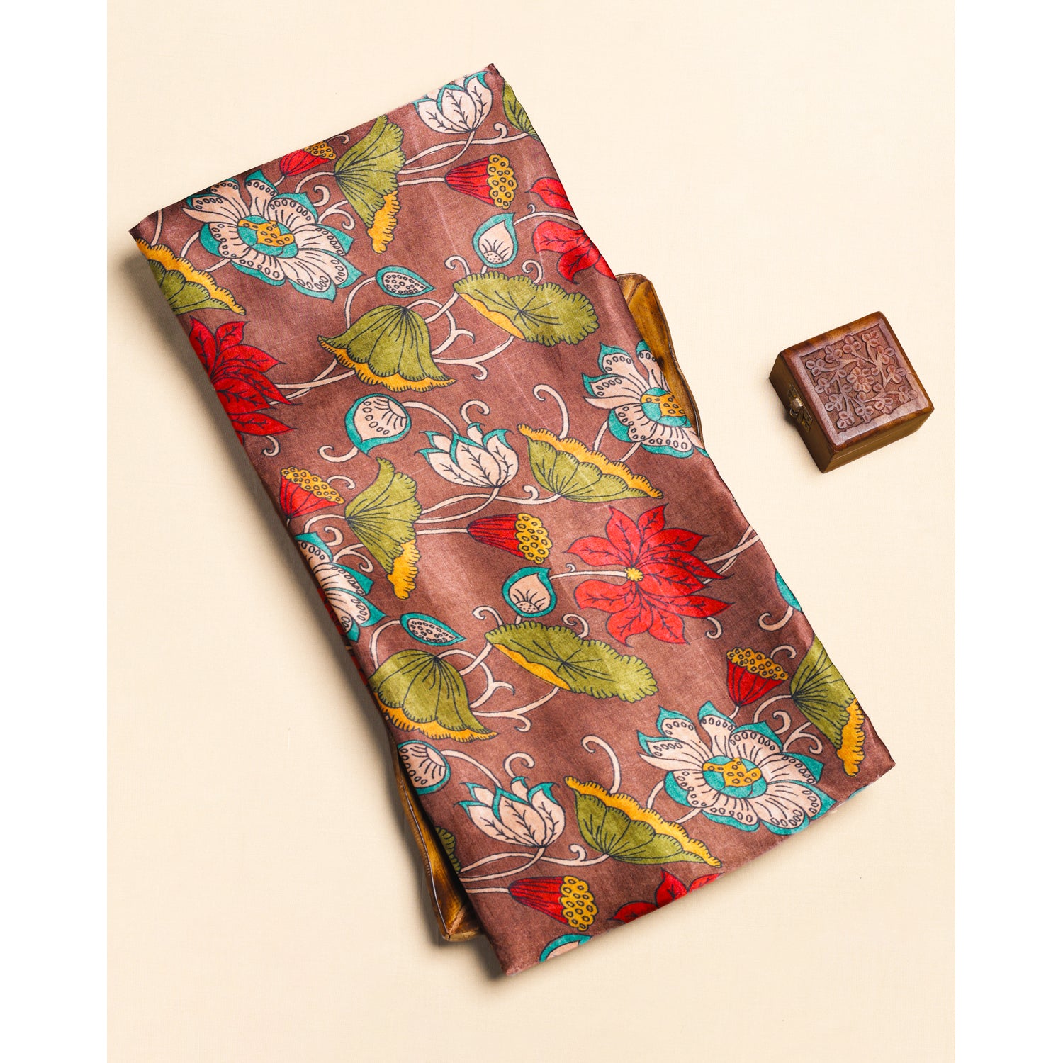 PURE GAJJI SILK KALAMKARI PRINTED FABRIC