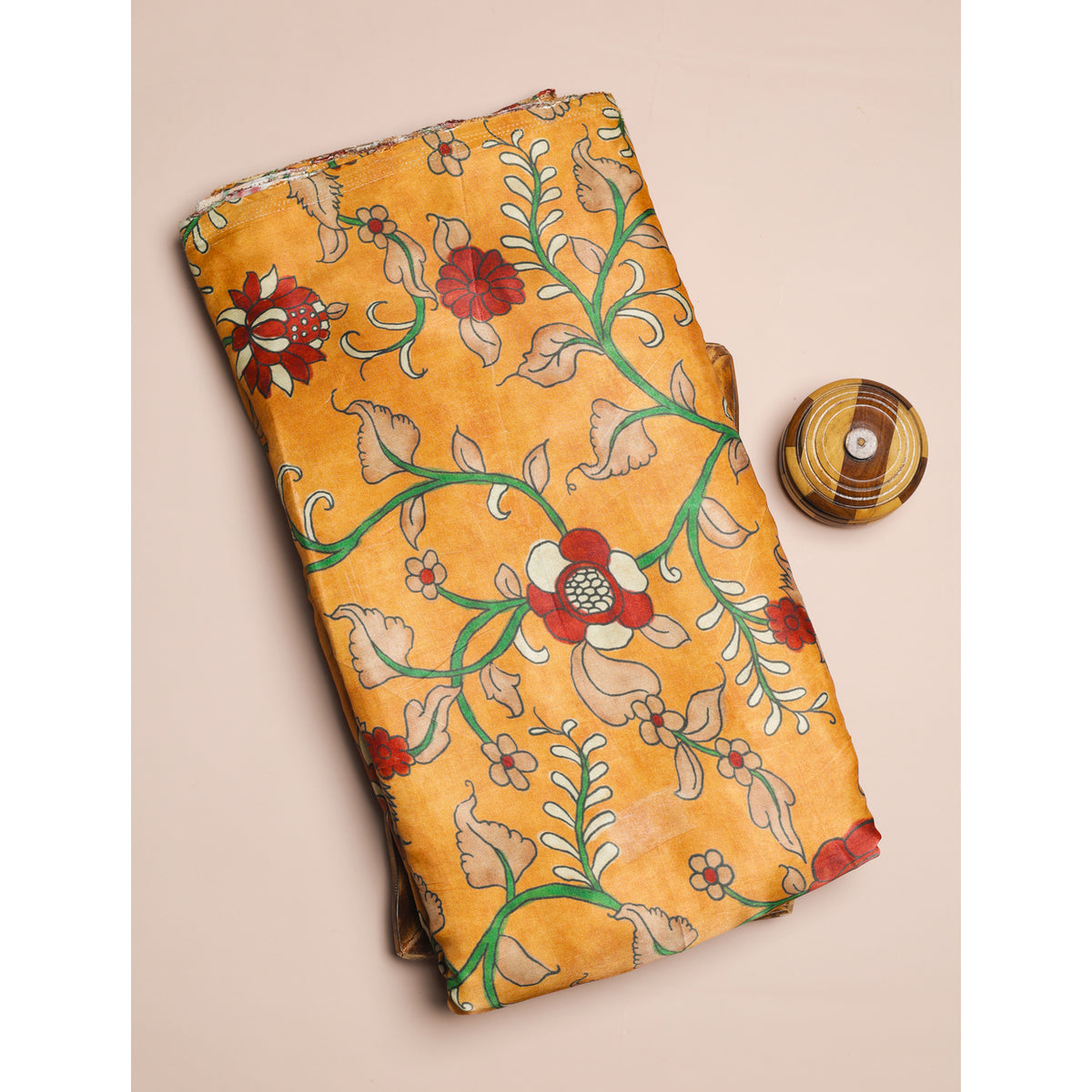 PURE GAJJI SILK KALAMKARI PRINTED FABRIC