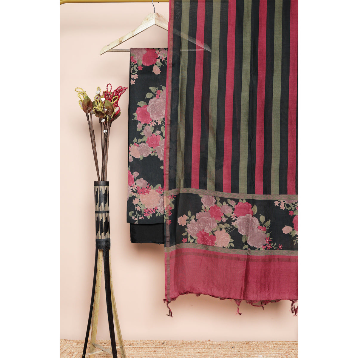 PURE MUL CHANDERI PRINTED SUIT SET