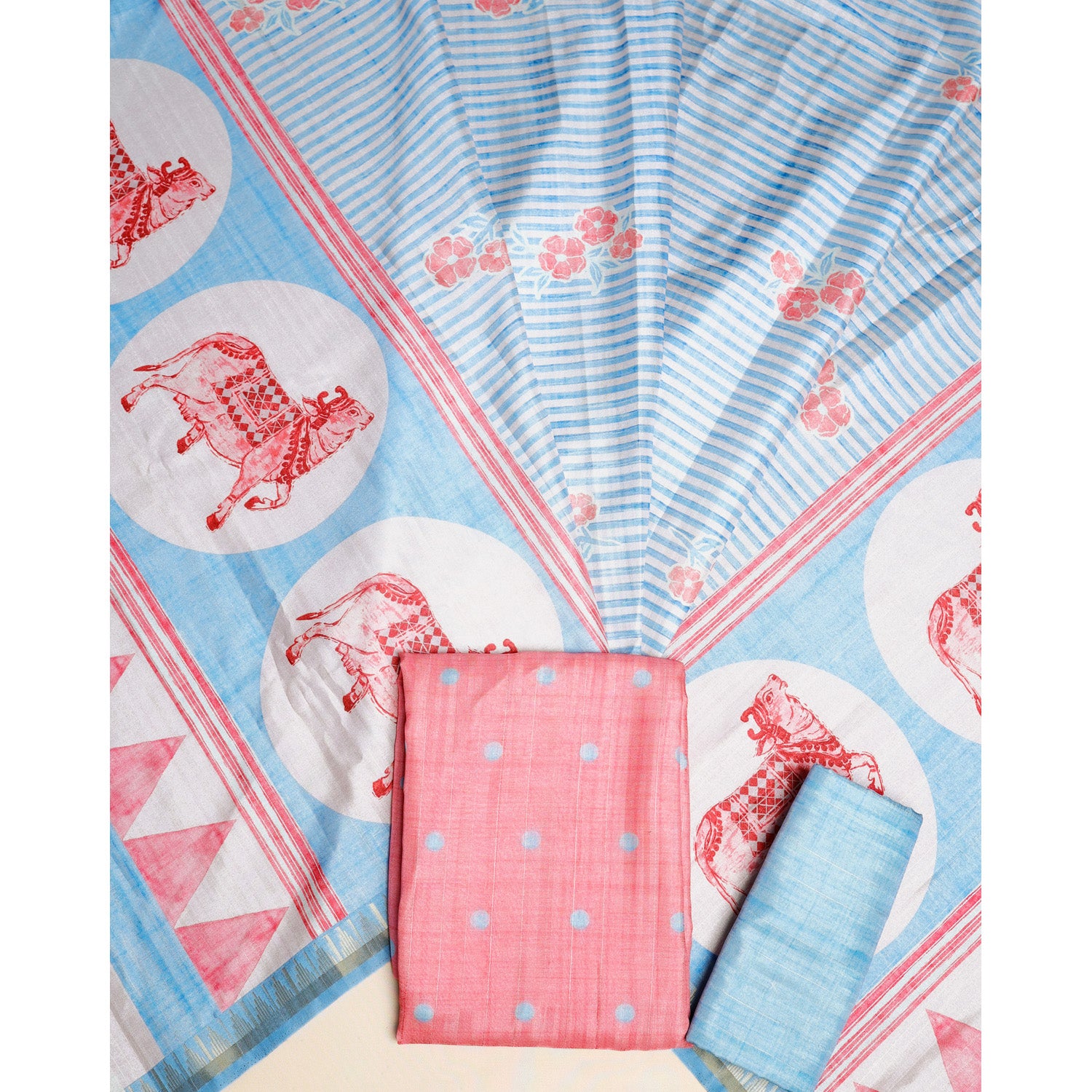 SEMI TUSSAR PRINTED SUIT SET