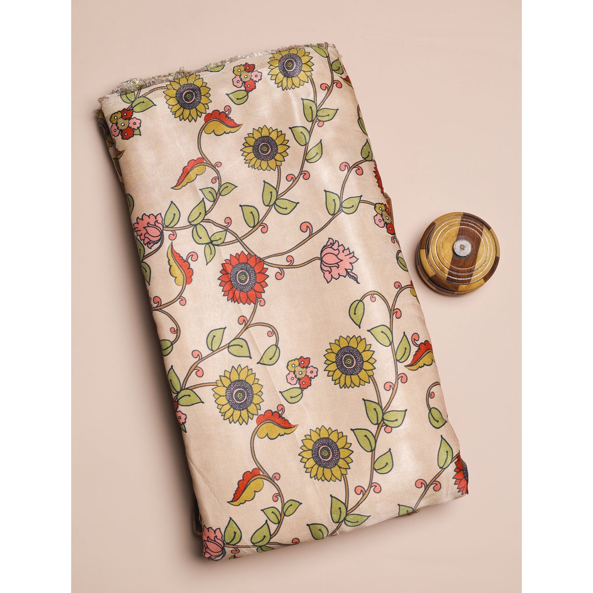 PURE GAJJI SILK KALAMKARI PRINTED FABRIC