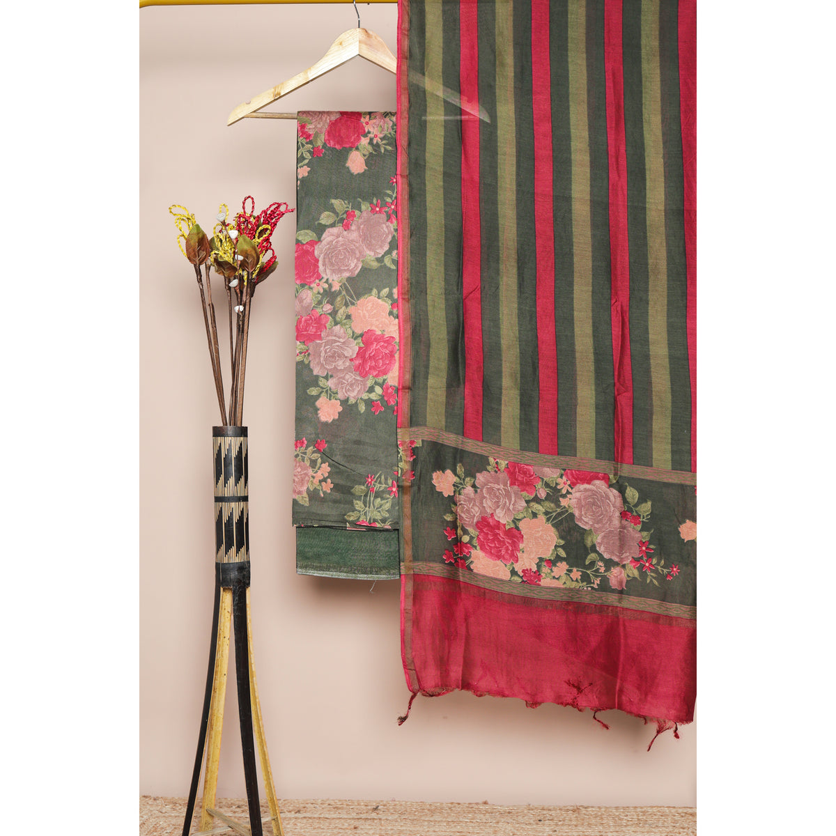 PURE MUL CHANDERI PRINTED SUIT SET