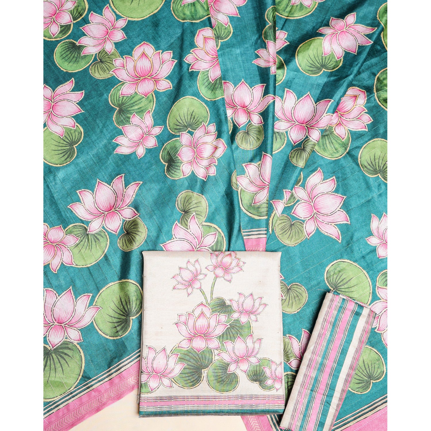 SEMI TUSSAR PRINTED SUIT SET