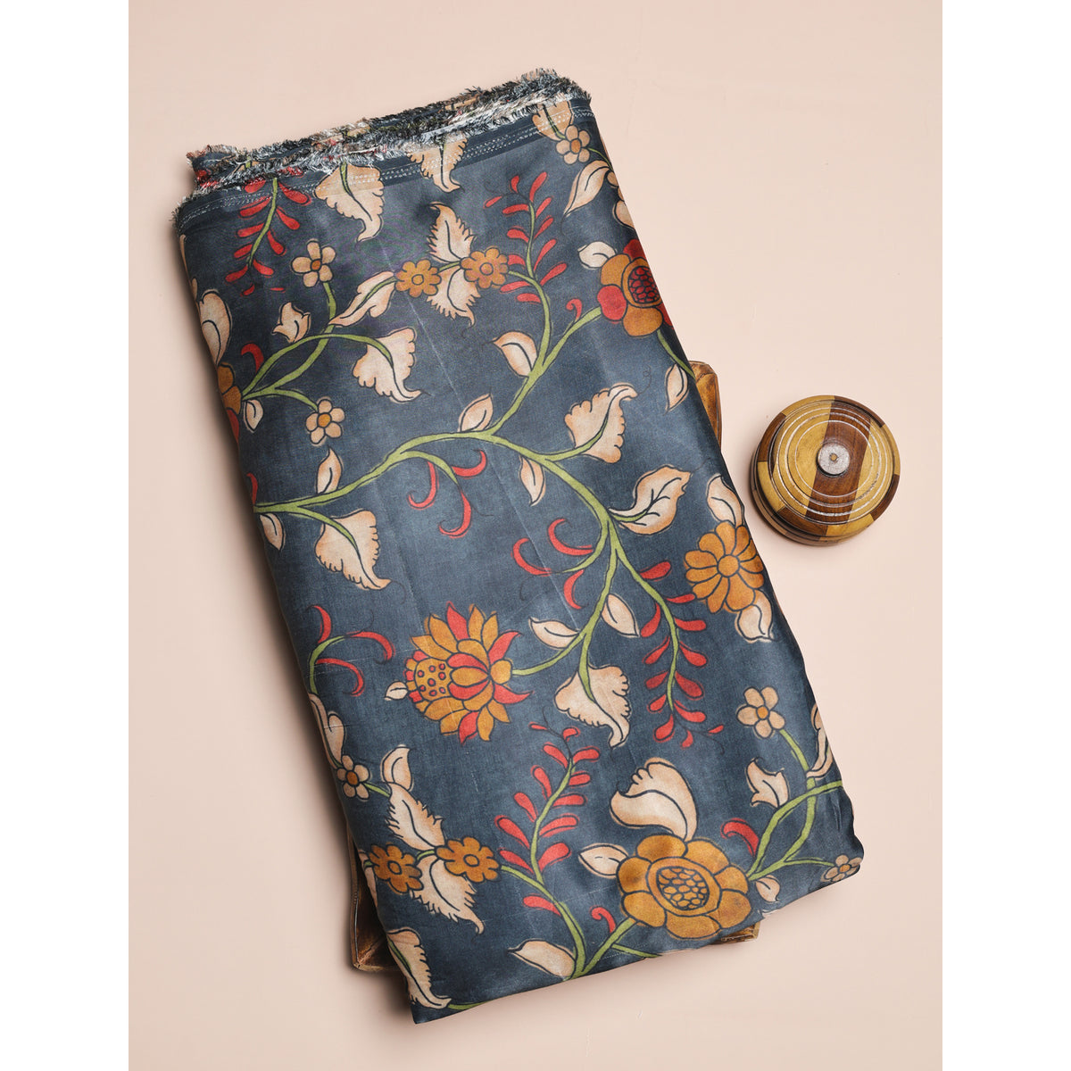 PURE GAJJI SILK KALAMKARI PRINTED FABRIC