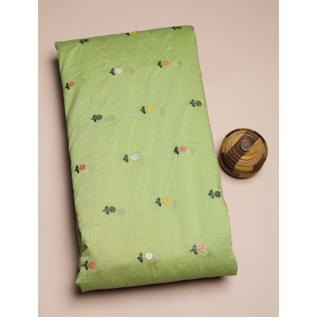 MUL CHANDERI EMBROIDERED FABRIC