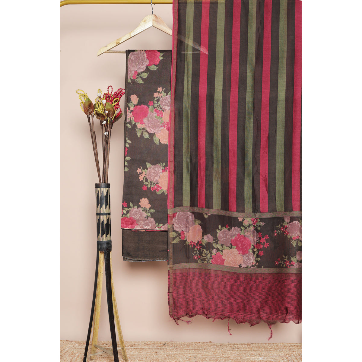 PURE MUL CHANDERI PRINTED SUIT SET
