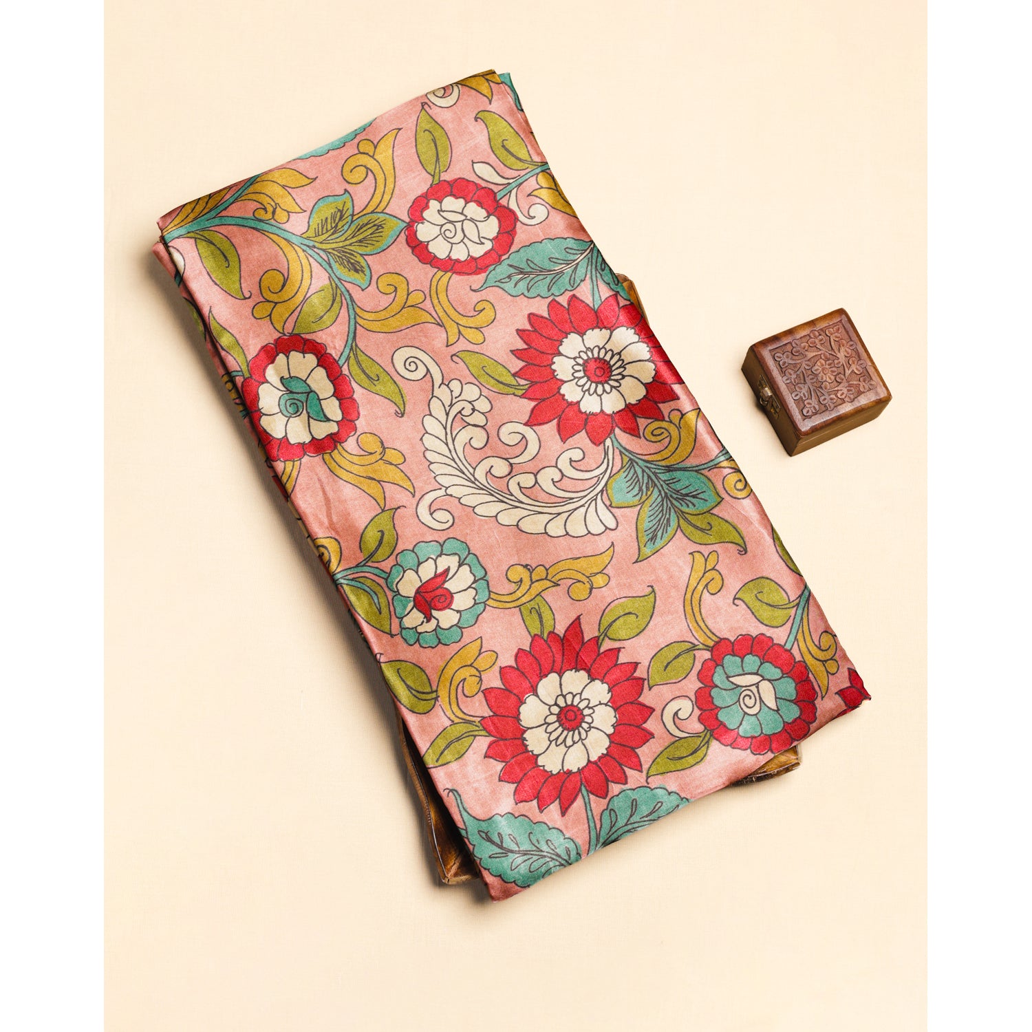 PURE GAJJI SILK KALAMKARI PRINTED FABRIC