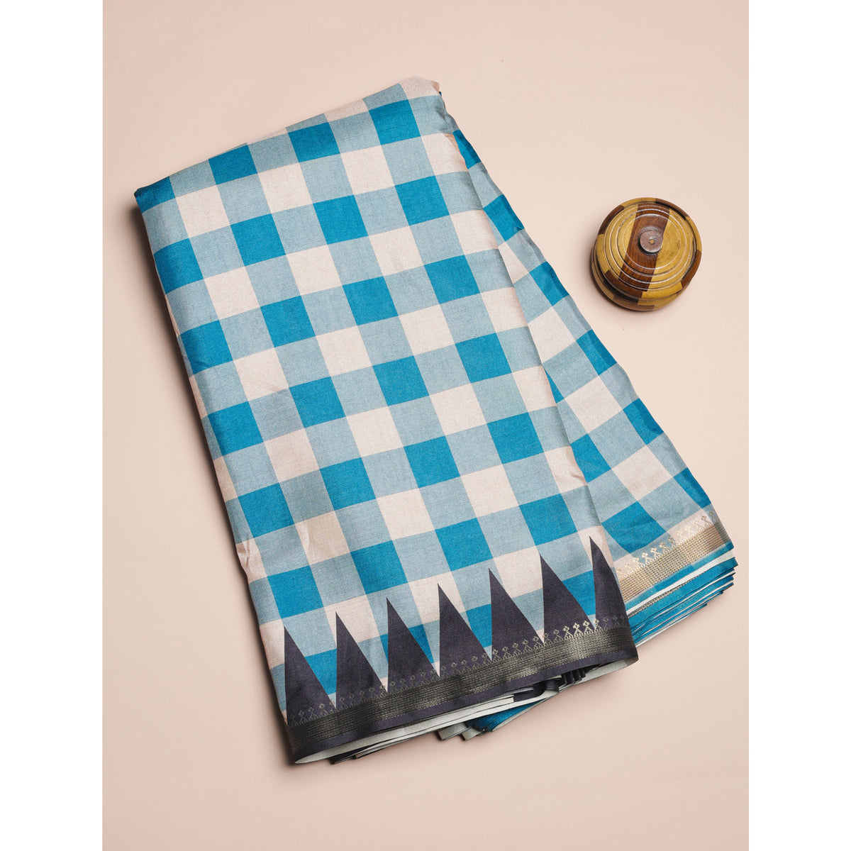 SEMI TUSSAR TEMPLE BORDER FABRIC