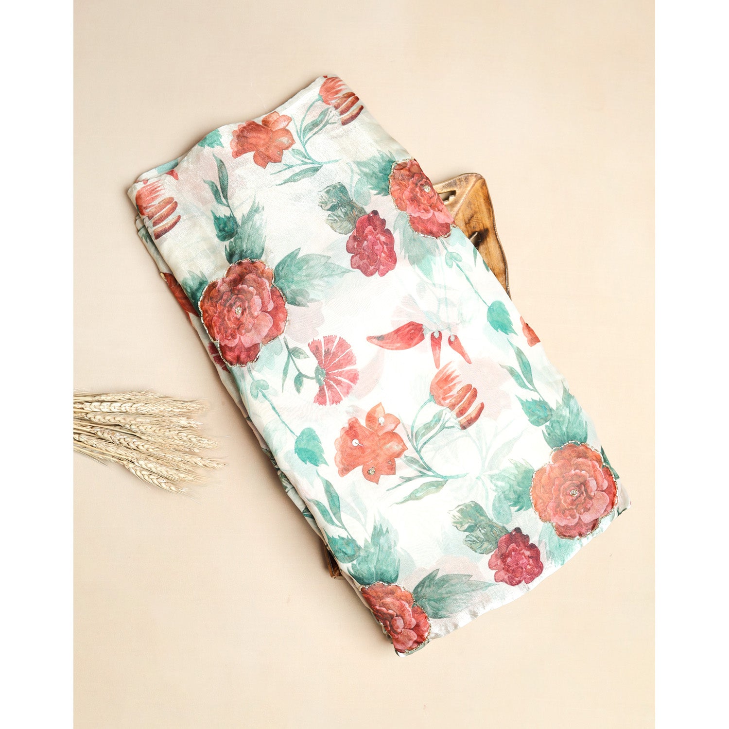FENDI SILK EMBROIDERY WORK FABRIC