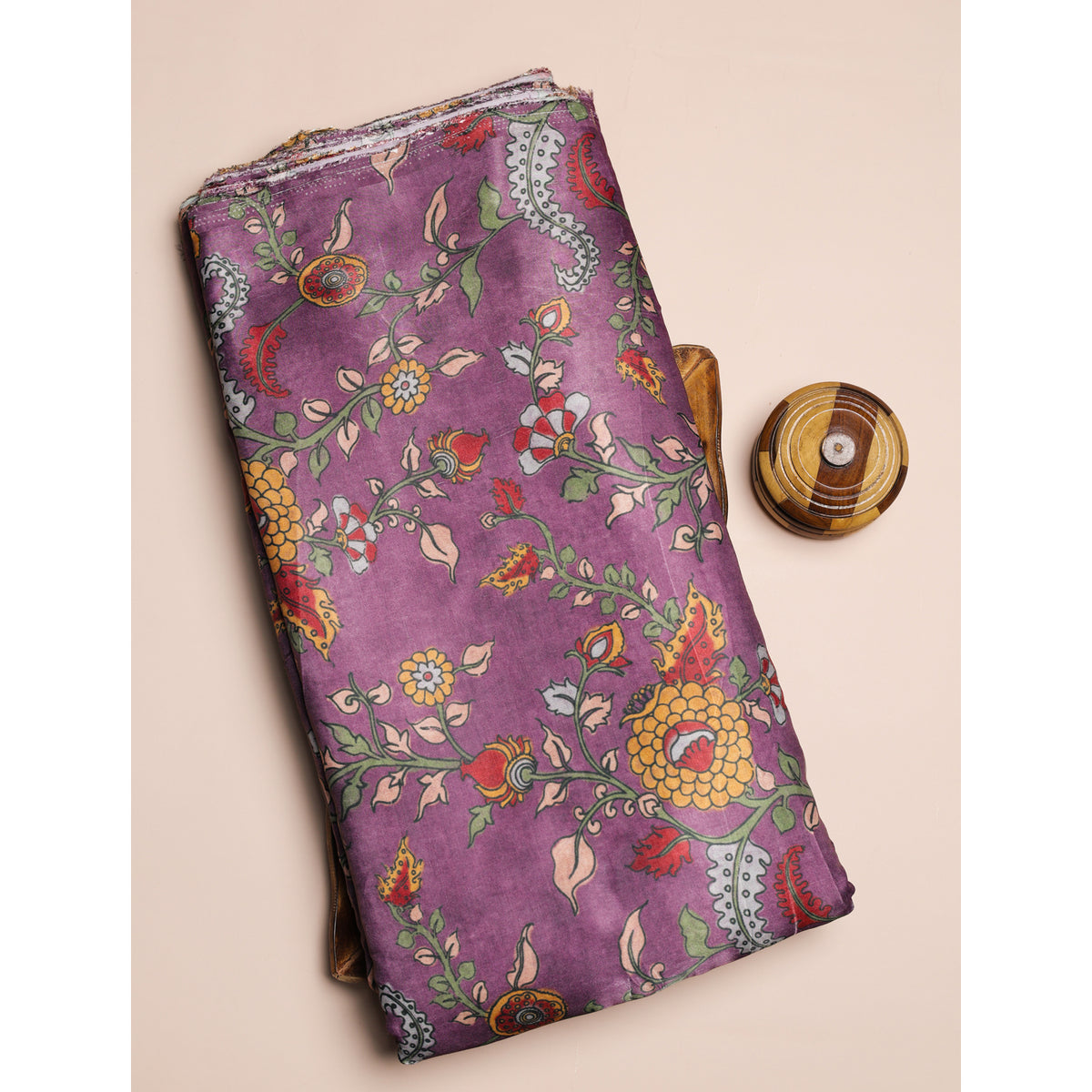 PURE GAJJI SILK KALAMKARI PRINTED FABRIC
