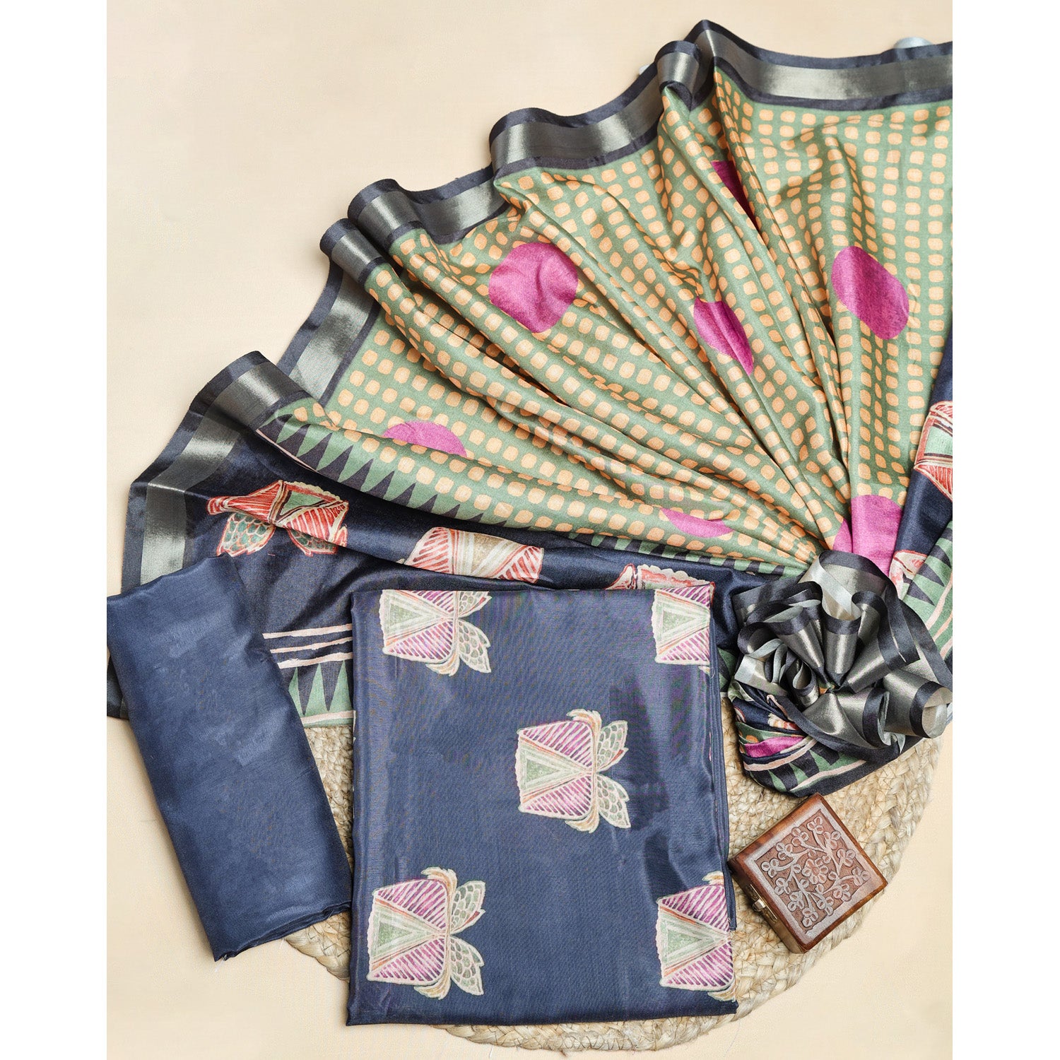 SEMI TUSSAR PRINTED SUIT SET