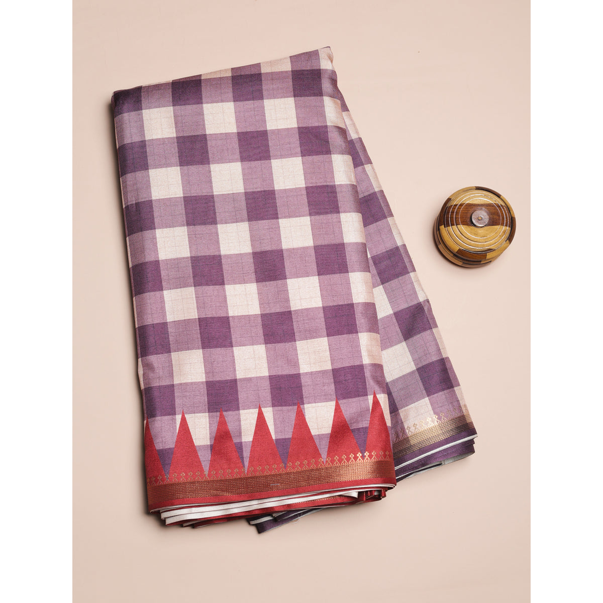 SEMI TUSSAR TEMPLE BORDER FABRIC