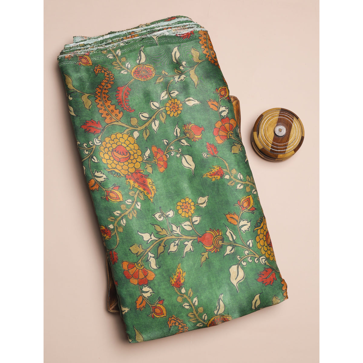 PURE GAJJI SILK KALAMKARI PRINTED FABRIC