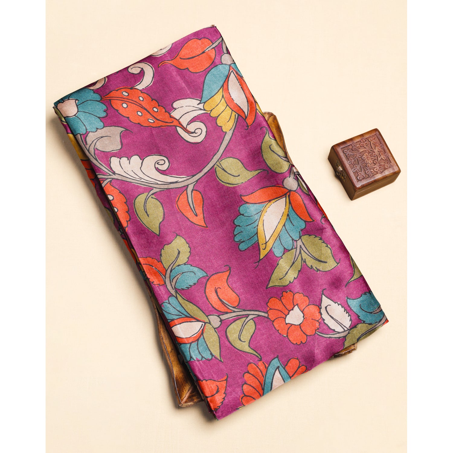 PURE GAJJI SILK KALAMKARI PRINTED FABRIC