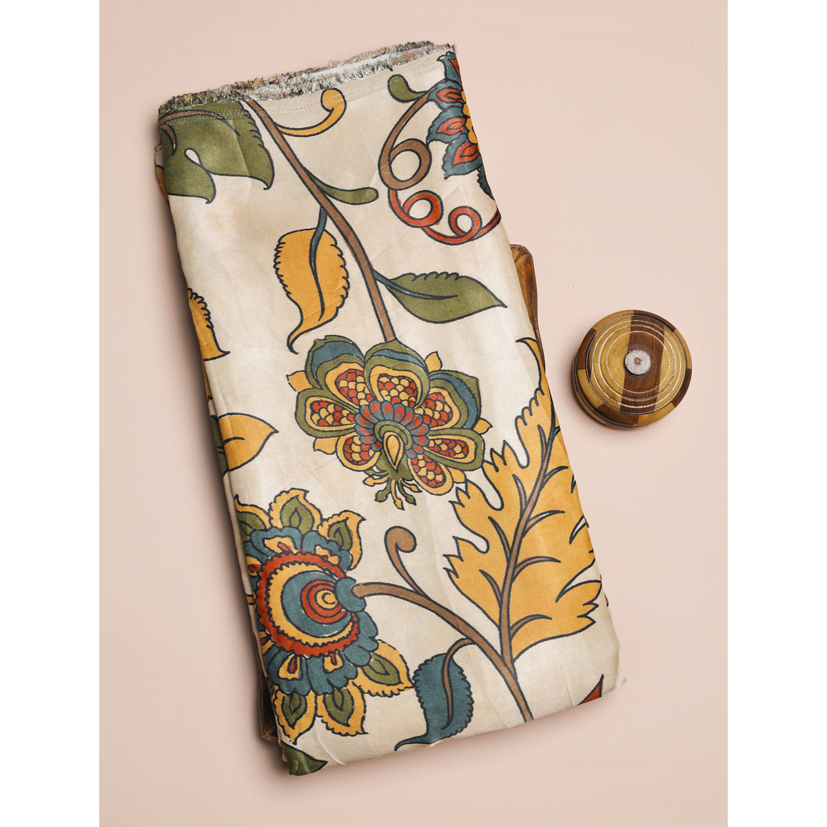 PURE GAJJI SILK KALAMKARI PRINTED FABRIC