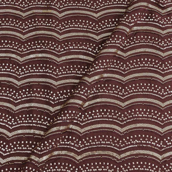 Chinnon Chiffon Maroon Colour Tikki & Sequence Embroidered 46 Inches Width Fabric freeshipping - SourceItRight