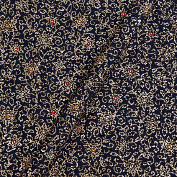 Chinnon Chiffon Navy Blue Colour Sequence Embroidered Fabric freeshipping - SourceItRight