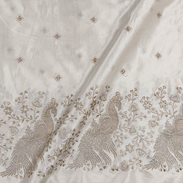 Buy Dyeable Gaji White Colour Gold Thread & Coloured Tikki Embroidered With Quirky Daman Fabric Online 3019B